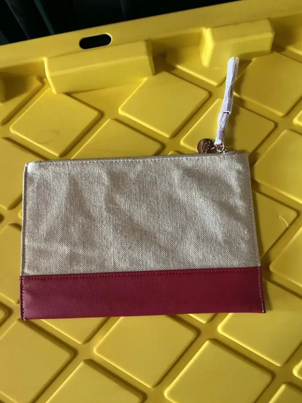 Chloe Parfum Canvas and Red Leather Cosmetic Pouch